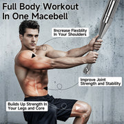 Gomok Macebell Clubbell Adjustable Steel Weighted Club 6.6-26.4 lb Silver for Muscle Building Shoulder Grip Forearms Workout