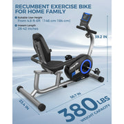 Pooboo W258M2 Recumbent Exercise Bike, Blue