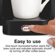 Proctor Silex Single Serve Coffee Maker, Dual Brewing Options, Matte Black, 10 oz Capacity, 49961R