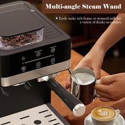 Bluebow Espresso Machine with Grinder 20Bar Semi-Automatic Coffee Maker with Milk Frother Steam Wand