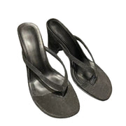 International Selection Women Block Heel Thong Sandals, Wide Fit, Black, Casual Slide