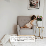 Delta Children Colby Rocking Chair, Mid-Century Modern, French Grey Fabric, Natural Wood Base