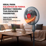 Taurus AIR2GO Tropicano 2-in-1 Fan and Heater, 1500W Power, 3-Blade Metal Propeller, Triple Safety System, Remote Control, Gray