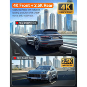 ALDF Everenty Dash Cam, Dual Front 4K and Rear 2.5K Full HD Cameras, Built-in WiFi, 3.16 in IPS Screen, Night Vision, Loop Recording, G-Sensor, Parking Mode