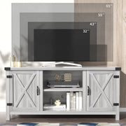 Homall Farmhouse TV Stand, Rustic Brown Wood, Barn Door Storage, Cable Management, Fits TVs up to 65 in