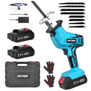 HOTREE Cordless Reciprocating Saw, Variable Speed, LED Light, 2 x 21V 2000mAh Batteries, Quick-Change Blade System, Power Tool