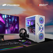 STGAubron Gaming Desktop PC, AMD Ryzen 5 5500 up to 4.2GHz, NVIDIA GeForce RTX 3050 6GB, 16GB DDR4 RAM, 512GB SSD, WiFi 6, Bluetooth 5.2, RGB Fans, Windows 11 Home