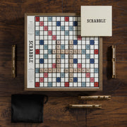 WS Game Company Scrabble Deluxe Vintage Edition Board Game with Rotating Wooden Cabinet, Raised Letter Tile Grid, Built-in Storage, for 2-4 Players Ages 8+, 15.6 in, 6.5 lb, 28810-ALT