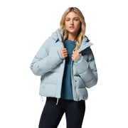 Columbia Women's Amaze Puff Hooded Down Outerwear Coat, 650-Fill Power, Water-Repellent, Crushed Blue, Large, 213371