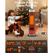 Trysworso 2000W Electric Ceramic Heater with 3D Flame, 26''