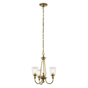 Kichler Waverly 3 Light Chandelier, Natural Brass Finish, Clear Seeded Glass Shades, 22 in Wide, 1 Tier, 43945NBR