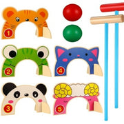 NOBRAND Children's Croquet Set, Cartoon Animal Wooden Croquet Toy Set, Fun Lawn Games for Boys