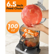 SMALLHOO Masticating Juicer, 6.5 in Extra Wide Chute, 3-in-1 Juice Sorbet Nut Milk Cold Press, 100 fl oz Capacity, Quiet 350W Motor, BPA-Free, SH-980MJ-1