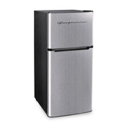 Frigidaire EFR451-C 4.5 Cu. Ft. 2 Door Mini Fridge w/Top-Mount Freezer, Platinum Finish, Chrome Trim, Slide-Out Shelves
