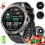 Haulvean Military Smart Watch for Men, 1.85-Inch HD Touchscreen, Wireless Call, 100+ Sport Modes, Heart Rate Monitor, Zinc Alloy Case, Black