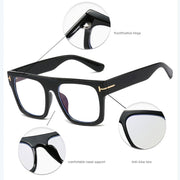 XINGNIAN Thick Square Blue Reading Glasses, Anti-Blue Light Polycarbonate Lenses, Plastic Frame, +4.25 Magnification