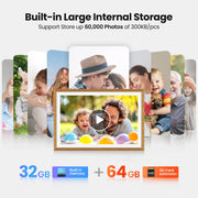 RCA 10.1 Inch WiFi Digital Photo Frame, 1280x800 HD IPS Touchscreen, 32GB Memory, Auto Rotate, Wall Mountable, Wireless Sharing via Uhale App