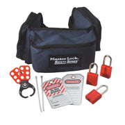 Master Lock Portable Lockout Kit, 14-Piece Electrical Safety Set with 4 Thermoplastic Padlocks, Red, 1457E410KA