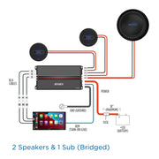 Jensen XDA95RB Class D 5 Channel Bridgeable Amplifier with Bluetooth Control