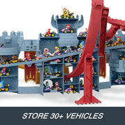 Mattel Hot Wheels Mario Kart Bowsers Castle Track Set with 1:64 Scale Die-Cast Kamek Vehicle, Interactive Loops, Slam Launcher, Lap-Tracking Flag, Bullet Bill Challenge, Multicolor, Storage for 30+ Vehicles
