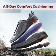 FitVille Mens Trail Running Shoes, Extra Wide, Arch Support, Black Gray, Lace-Up Sneakers, AllTraction Trail V3