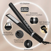 SKIMI Hair Straightener Flat Iron, Curling-5 Temp, Dual Voltage, Black - Fast Heating