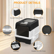 PHANCIR Enclosed Cat Litter Box, Foldable Lightweight with Sliding Drawer, Odor Neutralizing System, Large, Black