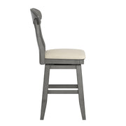 Inspire Q Eleanor Napoleon Back Swivel Counter Stool, Antique Grey, Linen Upholstered Seat, 24 in Seat Height, 530SW4-24GA