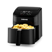Deime Air Fryer, 4.5 Qt, Digital Display, 8 Presets, Stainless Steel, Nonstick Dishwasher Safe Basket, Black, WMT RCNJ RA450D