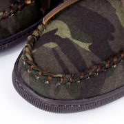 Minnetonka Men's Pile Lined Hardsole Moccasin Slippers, Green Camo Print, Size 11
