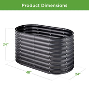 Best Choice Products Outdoor Raised Metal Oval Garden Bed, 16 Cubic Feet, 24-Inch Depth, Charcoal, 4x2x2 ft