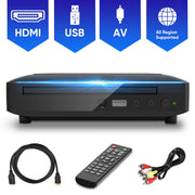 GCZ DVP508 Mini HDMI DVD Player with Remote Control, Black/Blue