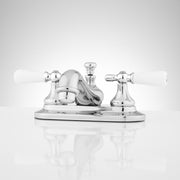 Centerset Lavatory Faucet w Small Porcelain Lever Handles with Rod Type Overflow Drain - CP
