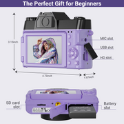 Saneen WX02 Digital Camera 6K 64MP Wifi Vlogging Cameras  3''180 Flip Screen 16X Zoom 32GB SD Card 52mm Lens Purple