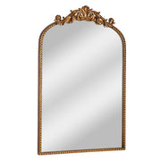 Crystal Art Gallery Traditional Arched Wall Mirror, Gold Metal Frame with Leaflet Scrolls and Floral Details, 24 x 34 Inches