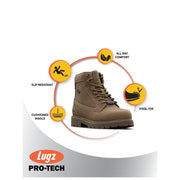 Lugz Work Women's Steel Toe Work Boots, Slip-Resistant Synthetic Nubuck, Brown, Ankle-High, Lace-Up, Size 11