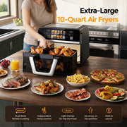 Patbrela 10QT Dual Basket Air Fryer Oven, Digital Control, Clear-View Window, Versatile Cooking, AF311
