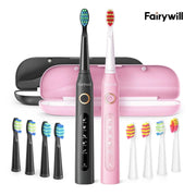 Fairywill FWET Ultrasonic Electric Toothbrush with 5 Modes, Black & Pink
