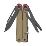 Swiss Tech berall 11-in-1 Multi-Tool with 1.9-Inch AUS-8 Steel Blade, Spring Action Pliers, Slide-Out Carabiner, Leather Sheath, Olive Green, 6181F