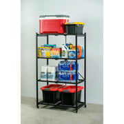 Armadillo ARRR36B Tough Collapsible Large 4 Tier Metal Storage Shelf with 300 lb. Capacity with Wheels