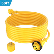 Kohree HY1643-WK 30 Amp RV Power Extension Cord, Heavy-Duty 50FT 10/3 AWG STW Wire, LED Power Indicator, Watertight Twist Lock Plugs, Ergonomic Grip Handle, 90 Degree Heads, Includes 15A to 30A Adapter, 125V 3750W