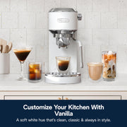 De'Longhi Dedica Duo Espresso Machine, Compact Vanilla, Digital Touch Display, Advanced Thermoblock, Steam Wand, 35 oz Water Tank, EC890WI