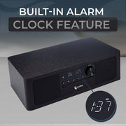 ClearClick Stereo Shelf System, 7-in-1 Audio with CD Player, Bluetooth, FM Radio, USB Playback, Aux and Optical Inputs, Alarm Clock, Remote Control, Black