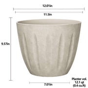 L&G Solutions Polyresin Spritzer Plant Planter, Lightweight Recycled Material, UV Resistant, Weather-Resistant, Beige, 10 in. H x 12 in. D, PVI8012TSI