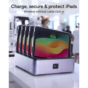 ZAGG ChargeStation Pro Tablet Charging Station, Lockable Wireless Charging for 5 iPad 10th Gen Devices, Includes Rugged Cases, Grey, 109918059