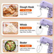 CEBORY 1533 3-IN-1 6.5 QT Tilt-Head 10-Speed Food Mixer, Vine Purple