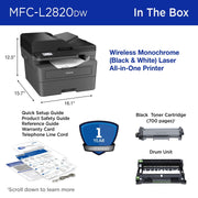 Brother MFC-L2820DW Wireless Compact Monochrome All-in-One Laser Printer with Duplex, 250-Sheet Tray, 50-Page Auto Document Feeder