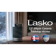 Lasko Ellipse 1500W Oscillating Ceramic Space Heater with Remote, Black, CD12950