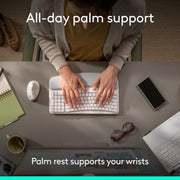 Logitech Wave Keys Wireless Ergonomic Keyboard with Cushioned Palm Rest, Multi-Device Bluetooth Connectivity, Off White, 920-012275