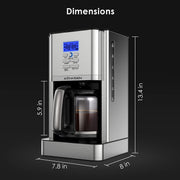 AIRMSEN CM1705BATE 12 Cups Programmable Drip Coffee Maker, Stainless Steel